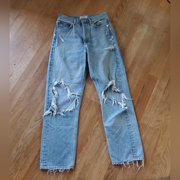 Womans Agolde distressed  button down 90'S  jeans, size 24 - Picture 1 of 8